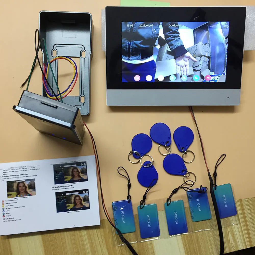 New Tuya Smart 2-wired Doorbell Wifi Video Intercom System with APP Remote IC Card Unlock 1080P 7inch Touch Screen