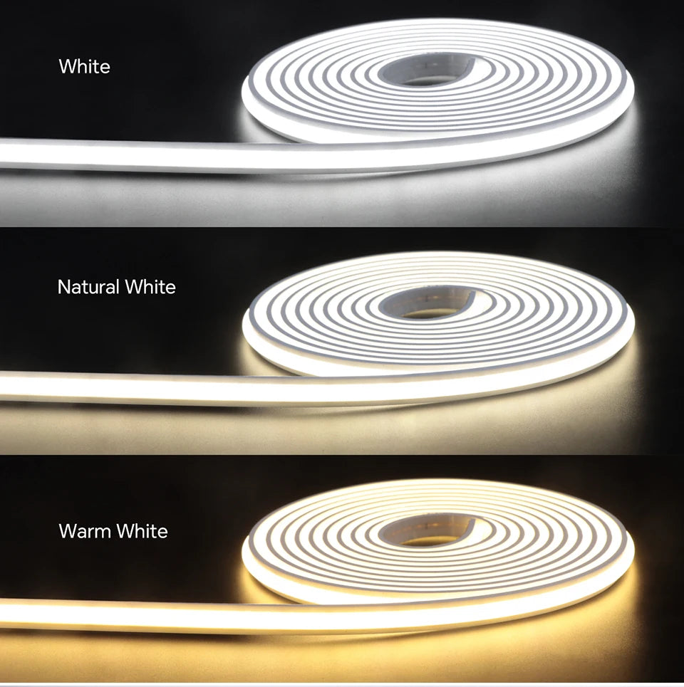 24V COB LED Neon Light Strip No Dark Spot Waterproof  Flexible Silicone Rope Light With Touch Dimmer Switch For Home Wall Decor