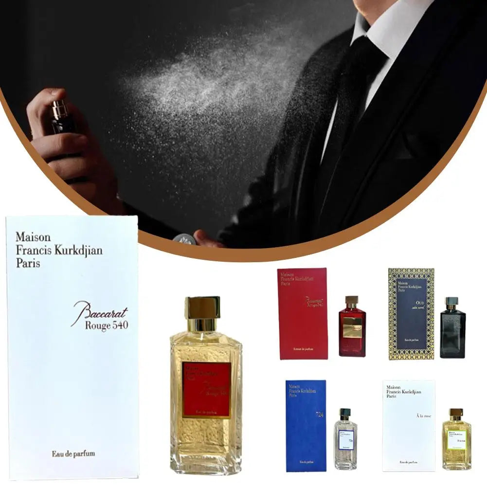 Maison Francis Kurkdjian Baccarat Rouge 540 EDP: luxury unisex glass perfume bottle with lasting amber floral scent.