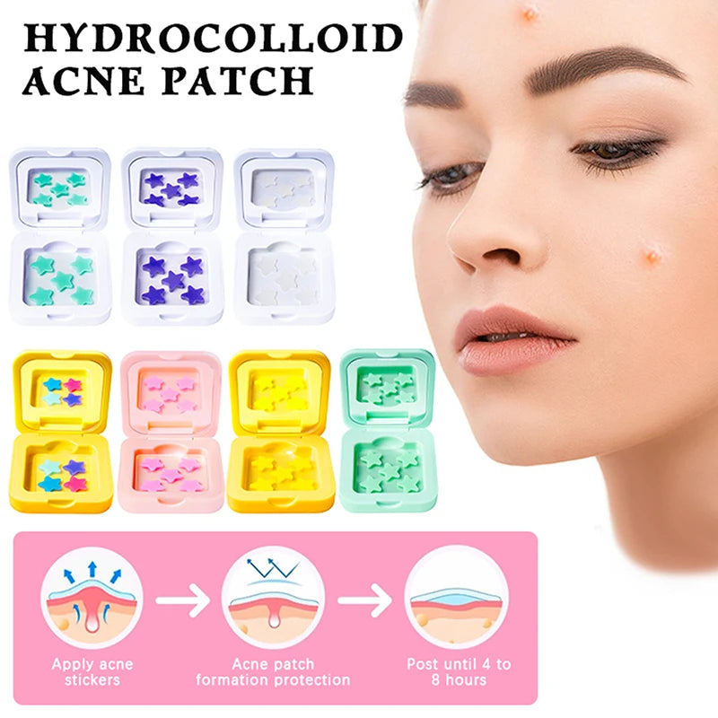 1Box Hydrocolloid Acne Patch Fade Repair Invisible Acne Removal Stickers Concealer Makeup Tool Star With Mirror