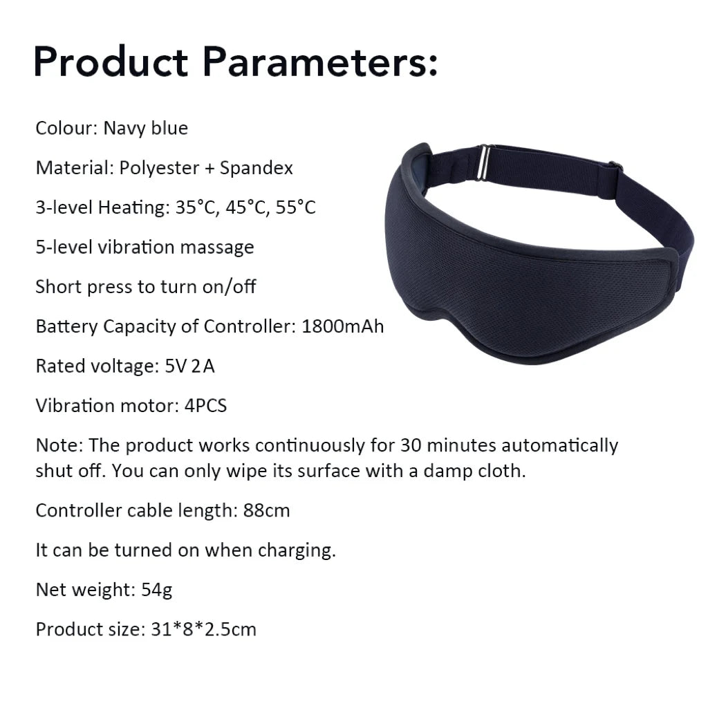 Heated Eye Massager Mask for Stress Relief - Portable Wellness Device Relaxation Treatment Tidesmit