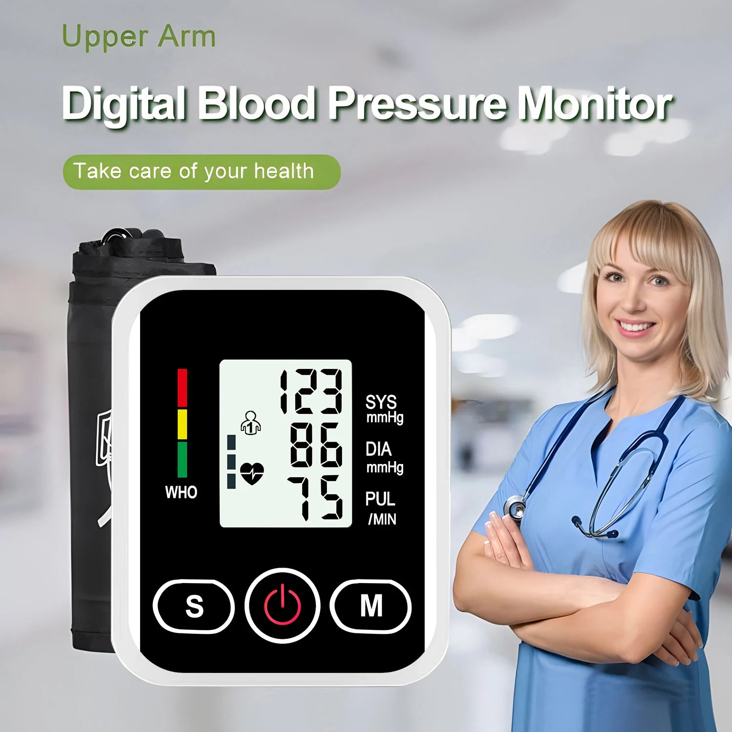 Portable Tonometer Digital Tensiometer Heart Rate Monitor Recharge Arm Blood Pressure Monitor BP Automatic Professional