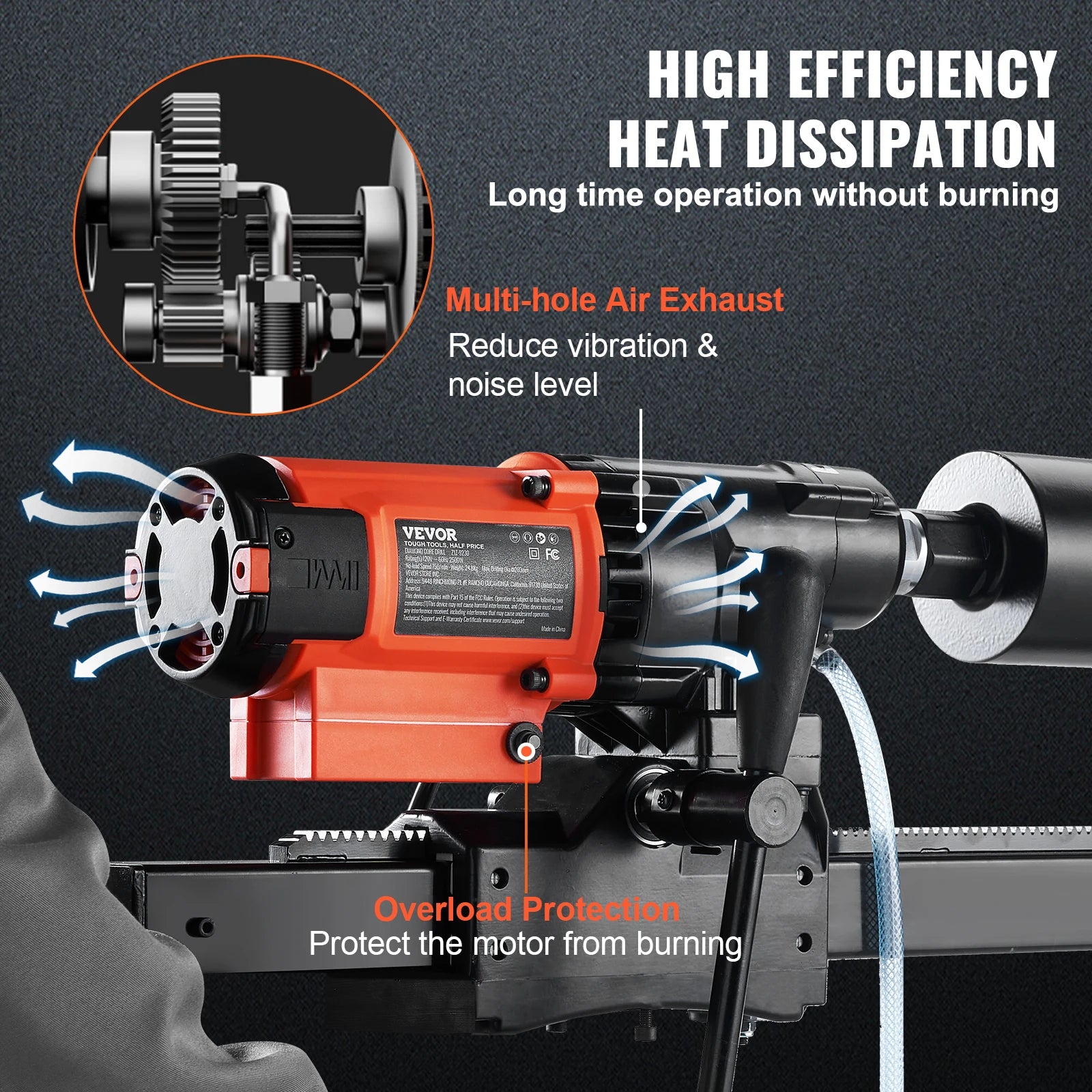 SIHAO 3200W 750RPM Wet/Dry Diamond Core Drill Machine Concrete Core Drill Rig Stand Industrial Wet Electric Core Drilling Machin