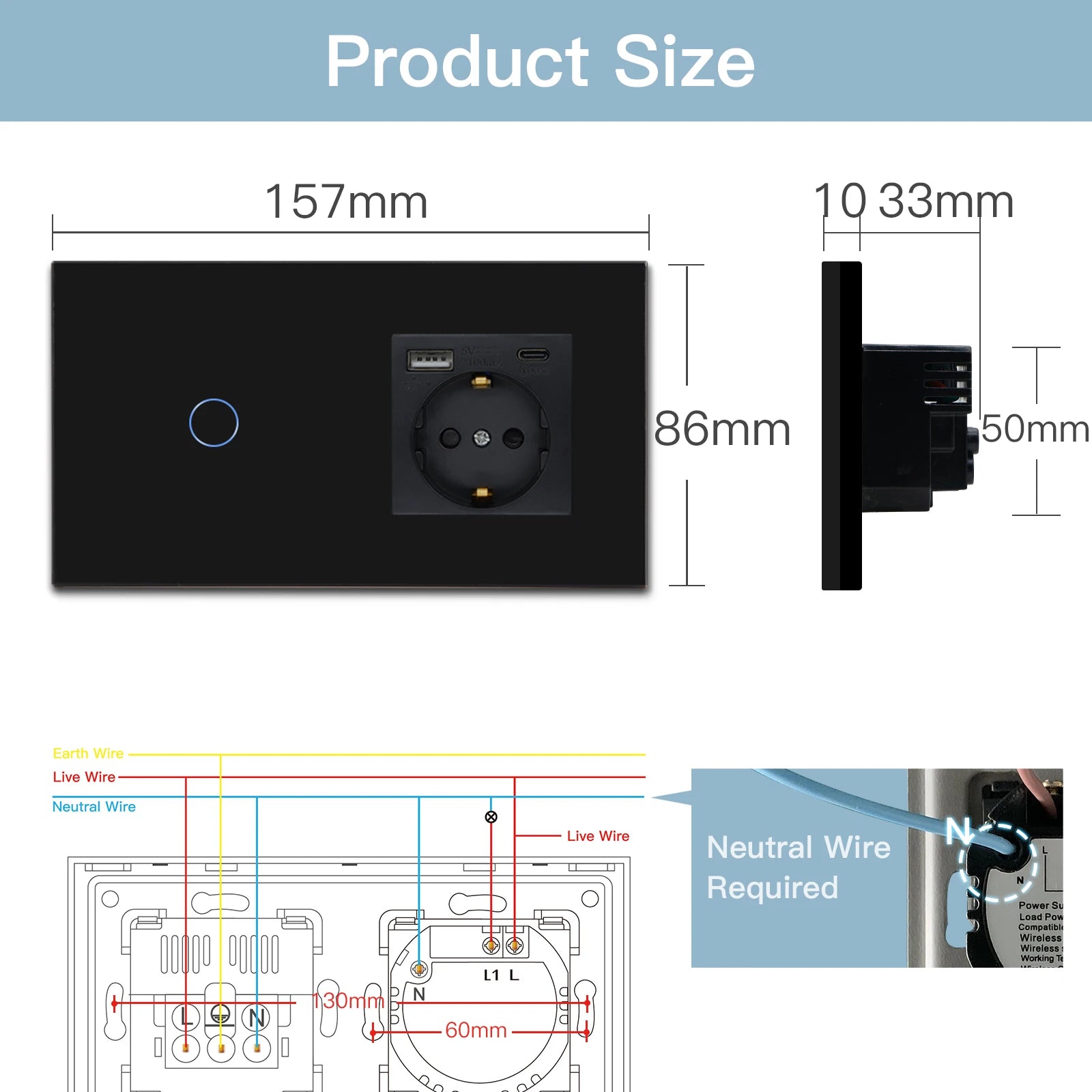 Wifi Smart Light Switch | 1-3 Gang Touch Control | Alexa & Google Compatible Tidesmit