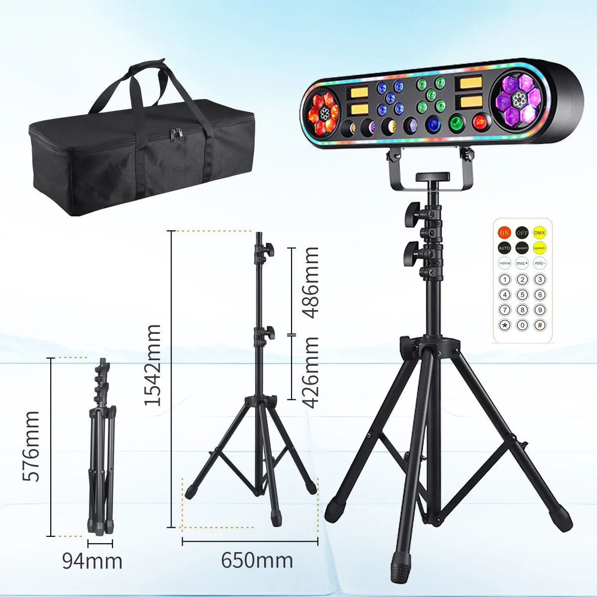 150W 5in1 Double Bee Eye Stage Light DMX512 Sound Activated Strobe RGBW LED Effect Light for DJ Disco KTV Theater