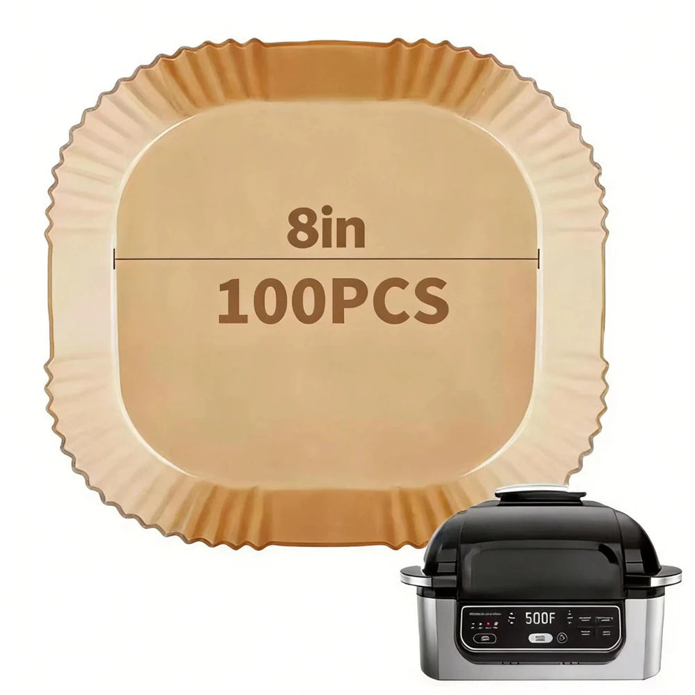 Large Size 8inch Disposable Liner for 5-8QT Air Fryer Accessories Safe Package Oil-proof Parchment Paper for Ninja AG301