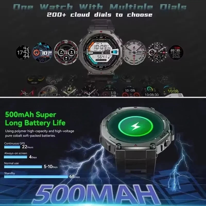 HD Watches Built-in Dual-band GPS Smart Watch Men Smartwatch Compass Altimeter Barometric 5ATM IP69K Waterproof AMOLED