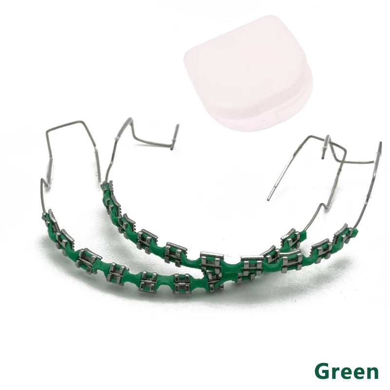 1 Pair Fake Braces Colorful Brackets For Teeth Temporary Metal Wires Metal Bracket Orthodontic Ligature Ties Dental