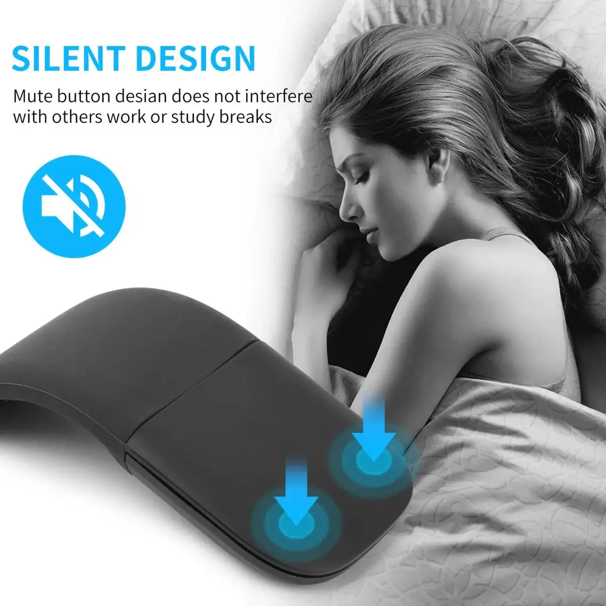 Foldable ARC Touch Wireless Mouse Bluetooth/2.4G Silent Ergonomic Slim Portable Mice for Computer iPad Surface Mac Mobile Office