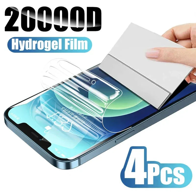Hydrogel Screen Protector for iPhone - 4-Pack Case-Friendly HD Film Hydrogel Film Tidesmit