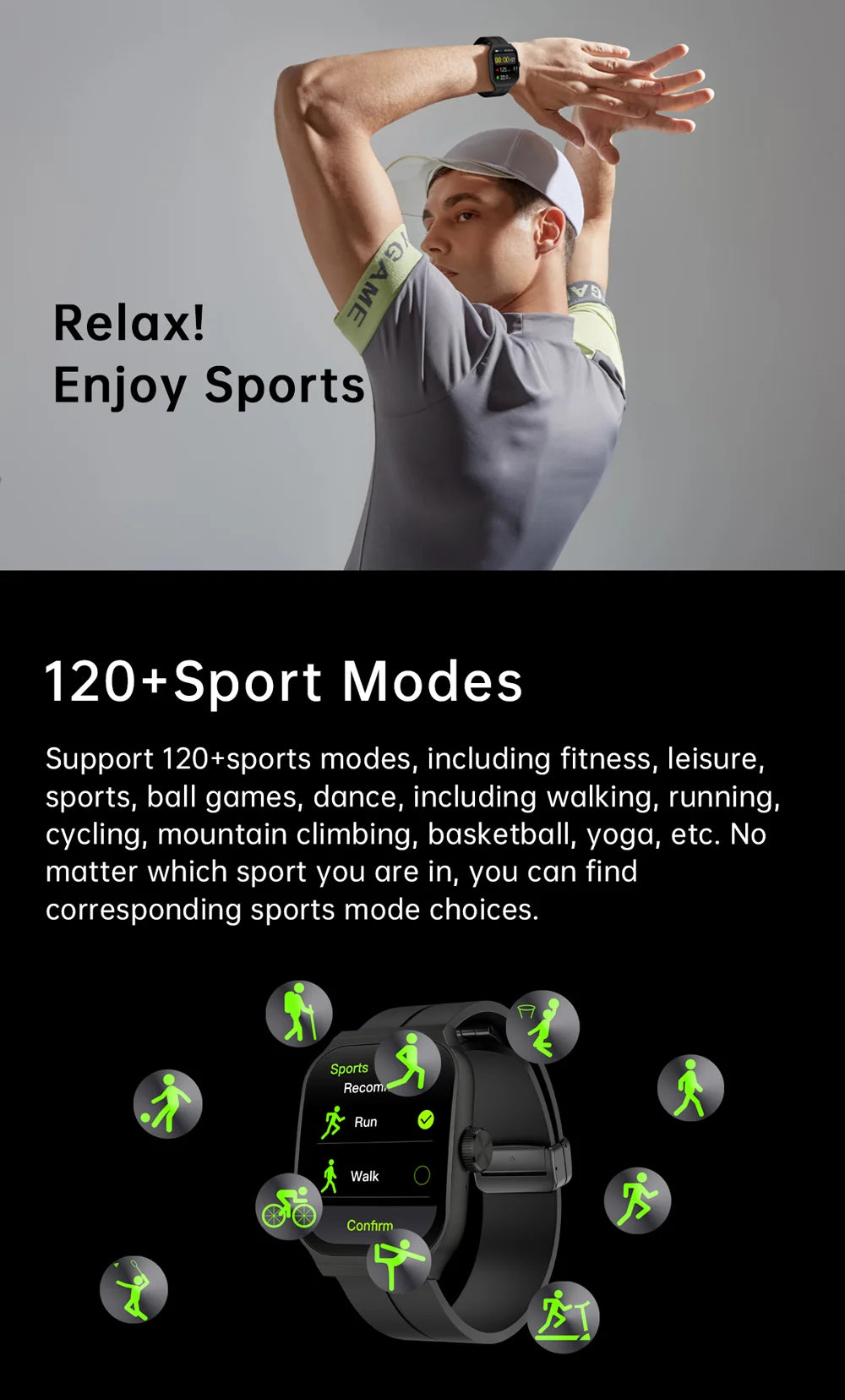 YLL-HRS H99 Smart Fitness Tracker Watch Exercise Record Heart Rate Monitor Sleep Tracker Custom Dial Chronograph Alarm Clock