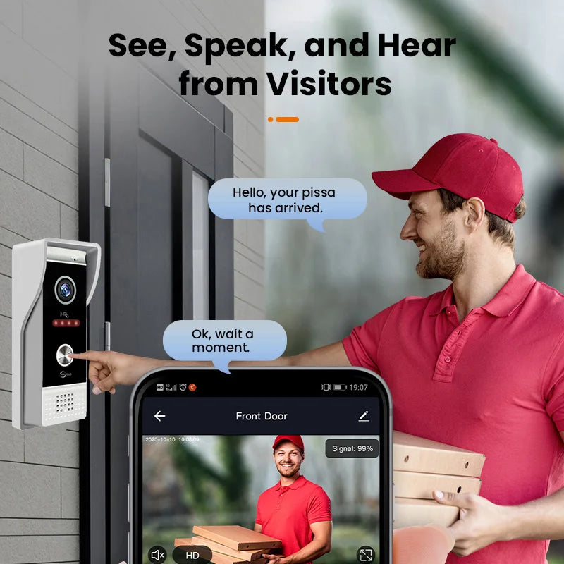 NEW TUYA 7/10 Inch WiFi 1080P Four Wire System Video Intercom Smart Home APP Wireless Video DoorPhone RFID Access Control System
