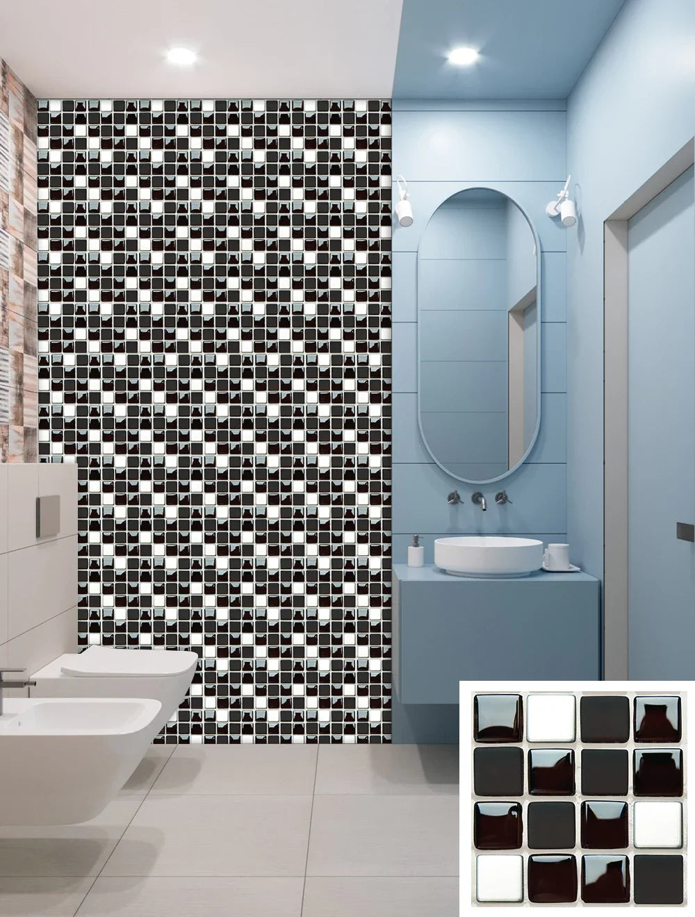 10pcs Purple Mosaic Hard Tiles Sticker Flat Printed in 2d Transfers Cover for Kitchen Bathroom Wallpaper Peel & Stick Wall Decal