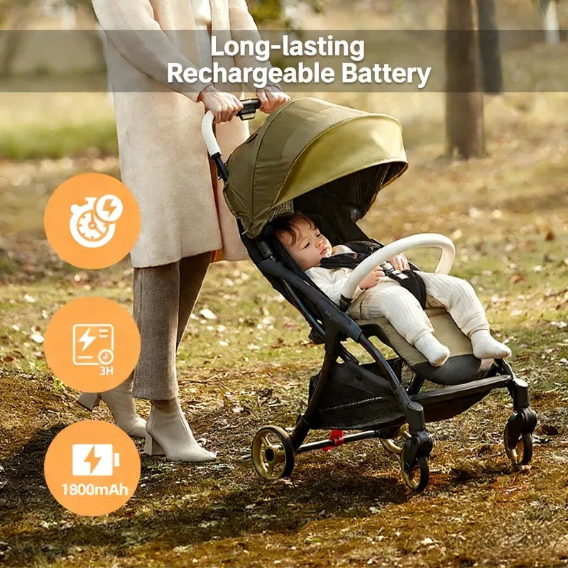 Portable Outdoor Baby Stroller Rocker with White Noise Wireless Bluetooth Sleep Aid Vibrating Soothing Music Night Light