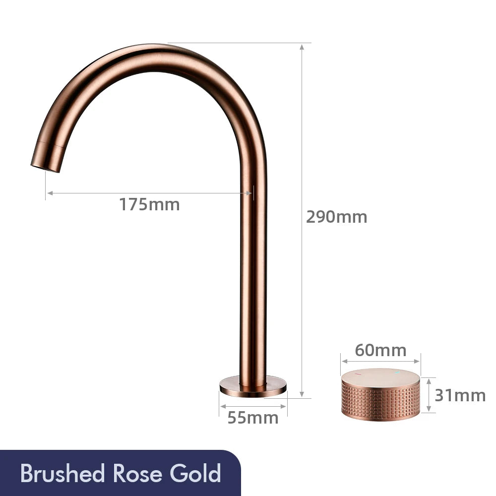 Gunmetal Basin faucet Knurled Switch 360 Rotating Spout two holes Deck Mounted Sink Tap Bathroom Widerspread Mixer 2 set