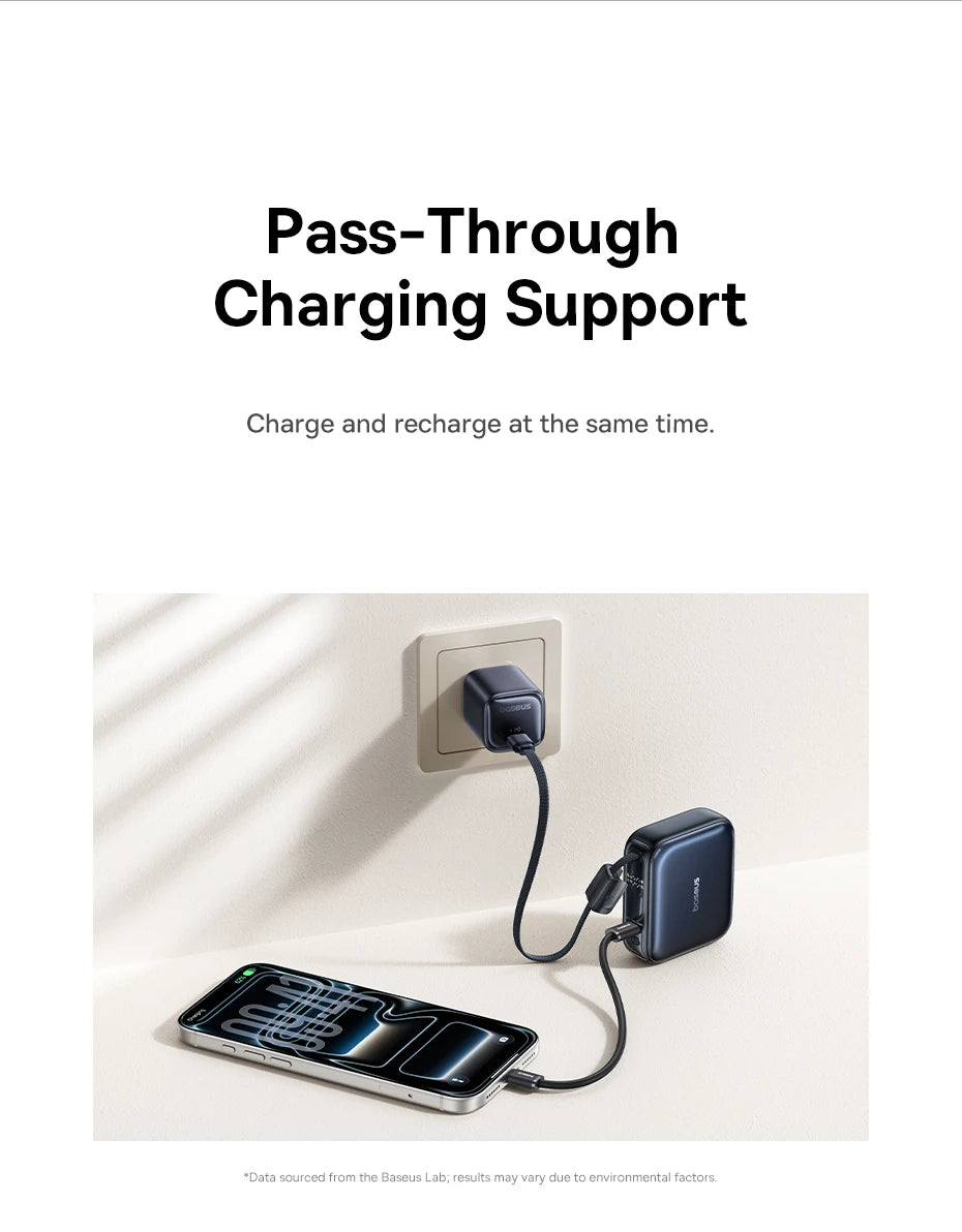 Tidesmit 10000mAh Fast Charging Power Bank with Built-in USB-C Cable Tidesmit