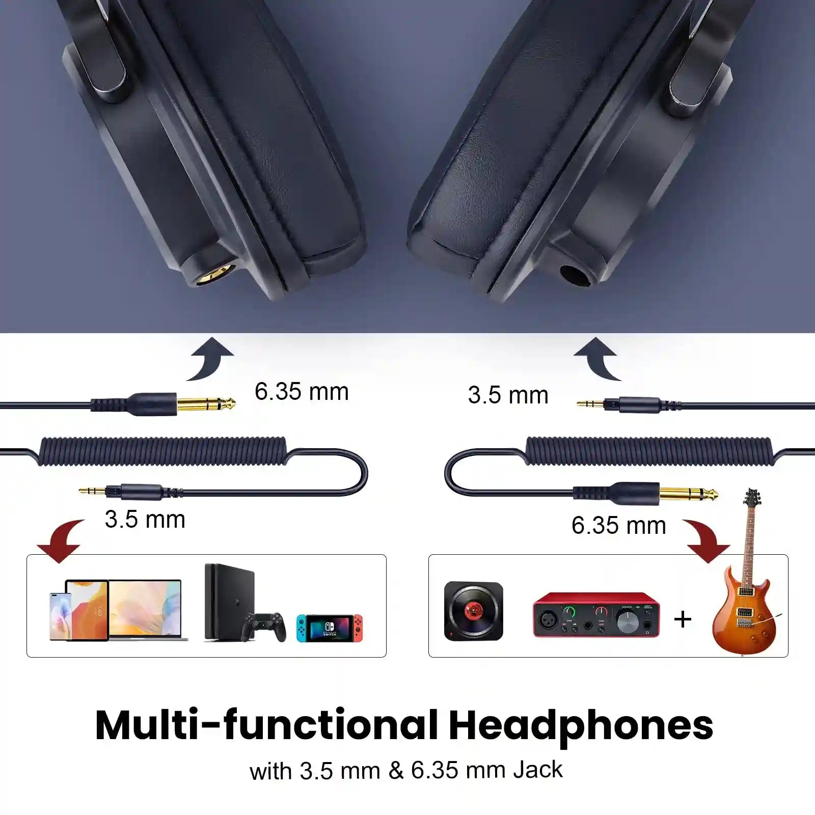 Wired Over-Ear Headphones with Mic - Studio Monitor Stereo Sound Tidesmit