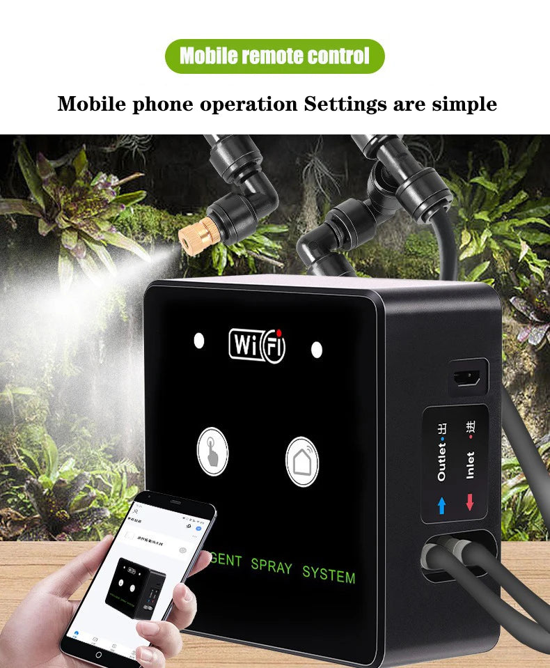 WiFi Rainforest Sprayer Control Automatic Mist Timing Spray System Kit Touch Screen Irrigation Timer Reptile Sprayer Humidifier
