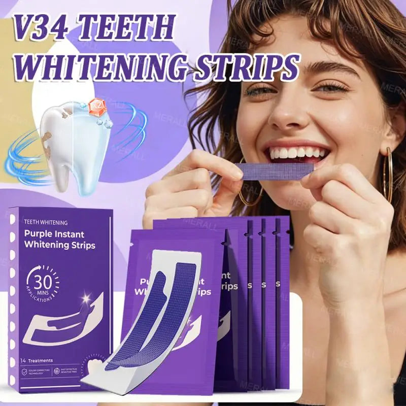 Tidesmit 14-pair teeth whitening strips for professional stain removal and plaque cleaning