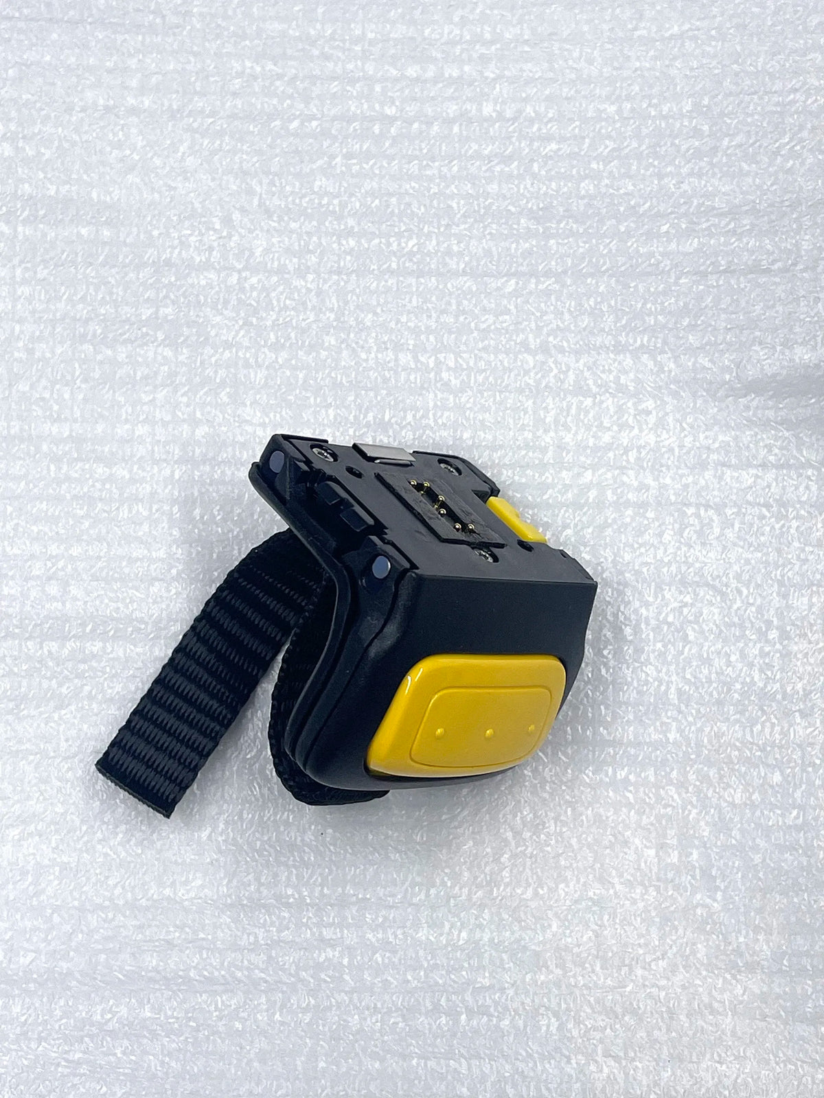 Black and yellow scan trigger assembly with black woven strap and rear ports