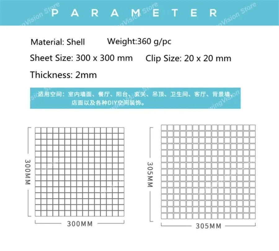 30 CM Natural Shell Mosaic Tile Sticker Sheet Mother of Pearl Wallpaper Tile for Interior Decoration Bathroom Kitchen Wall Tiles