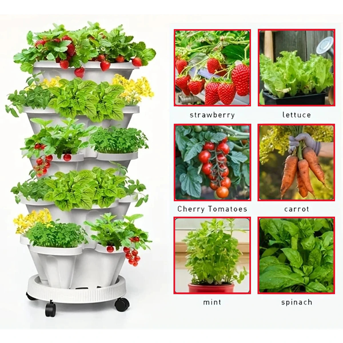 Multi-Color Stackable Flower Pot Movable 3-Petal 4-Petal Strawberry Herbs Vertical Pot Three-Dimensional Planting Container 2Pcs