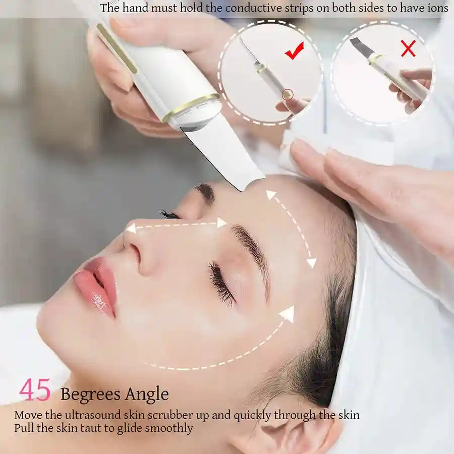 Ultrasonic Skin Scrubber - Professional Deep Pore Cleansing Facial Tool Scrubs Treatments Tidesmit