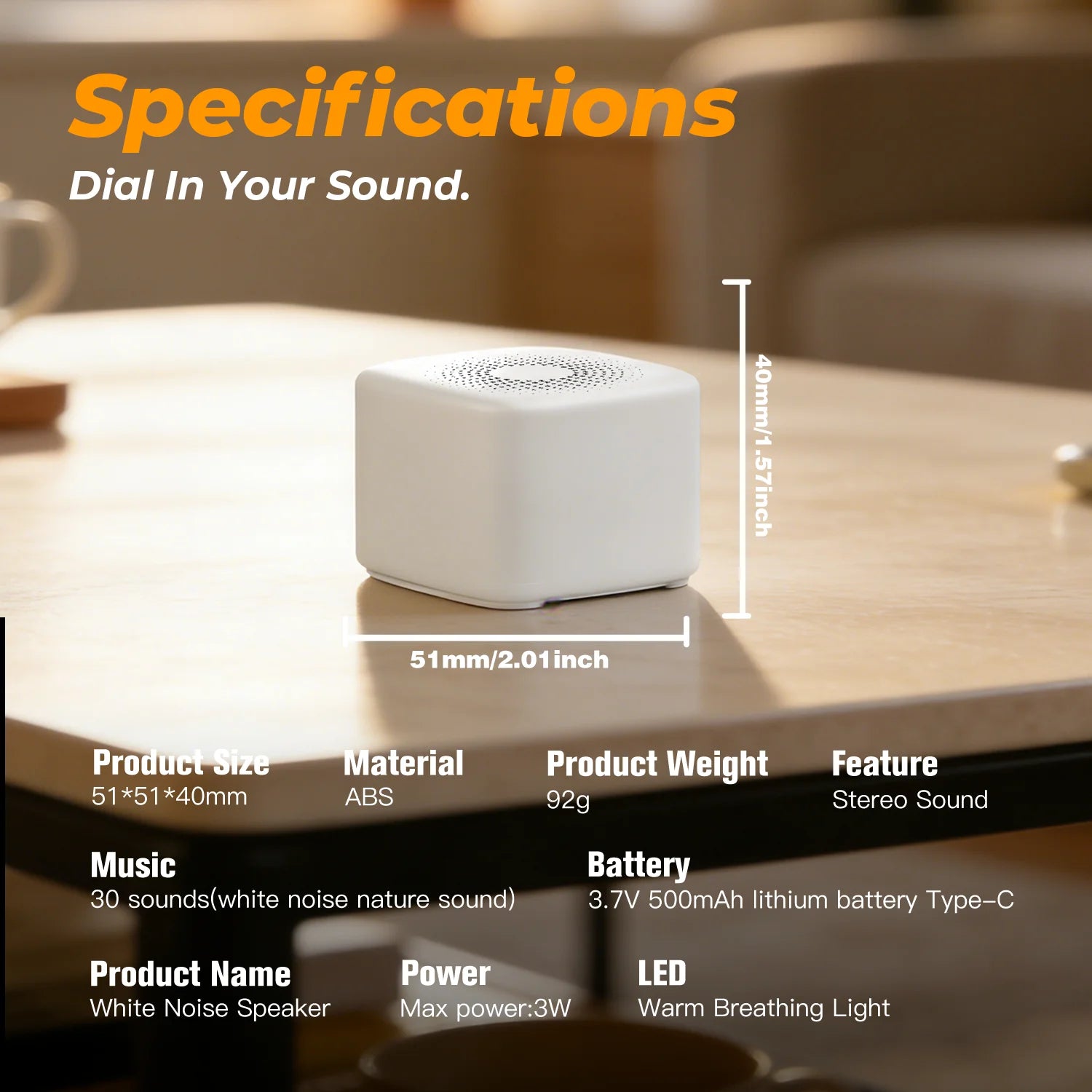 Mini Portable White Noise Machine for Travel Office Adult Sleep Rechargeable Night Light with 30 Sounds and Timer Birthday Gift