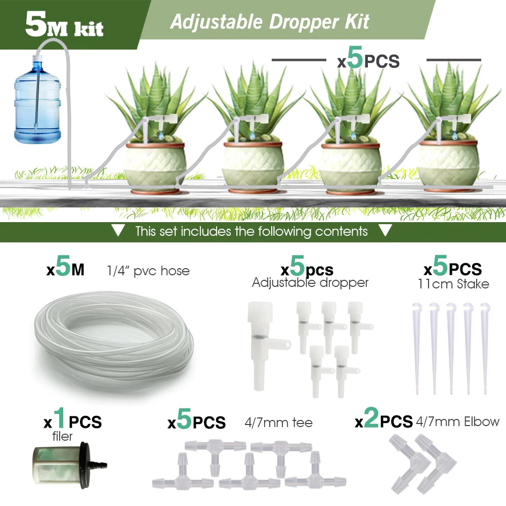Garden Drip Irrigation Kit with Regulating Valve Potted Plant Watering Device 4/7mm Hose Watering Saving Micro Dripper Greenhous