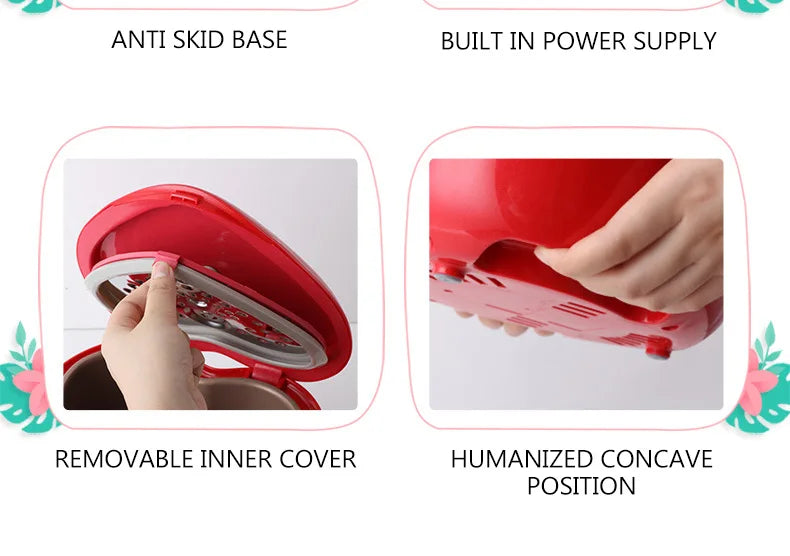 Pink rice cooker with removable inner cover and anti-skid base for stability