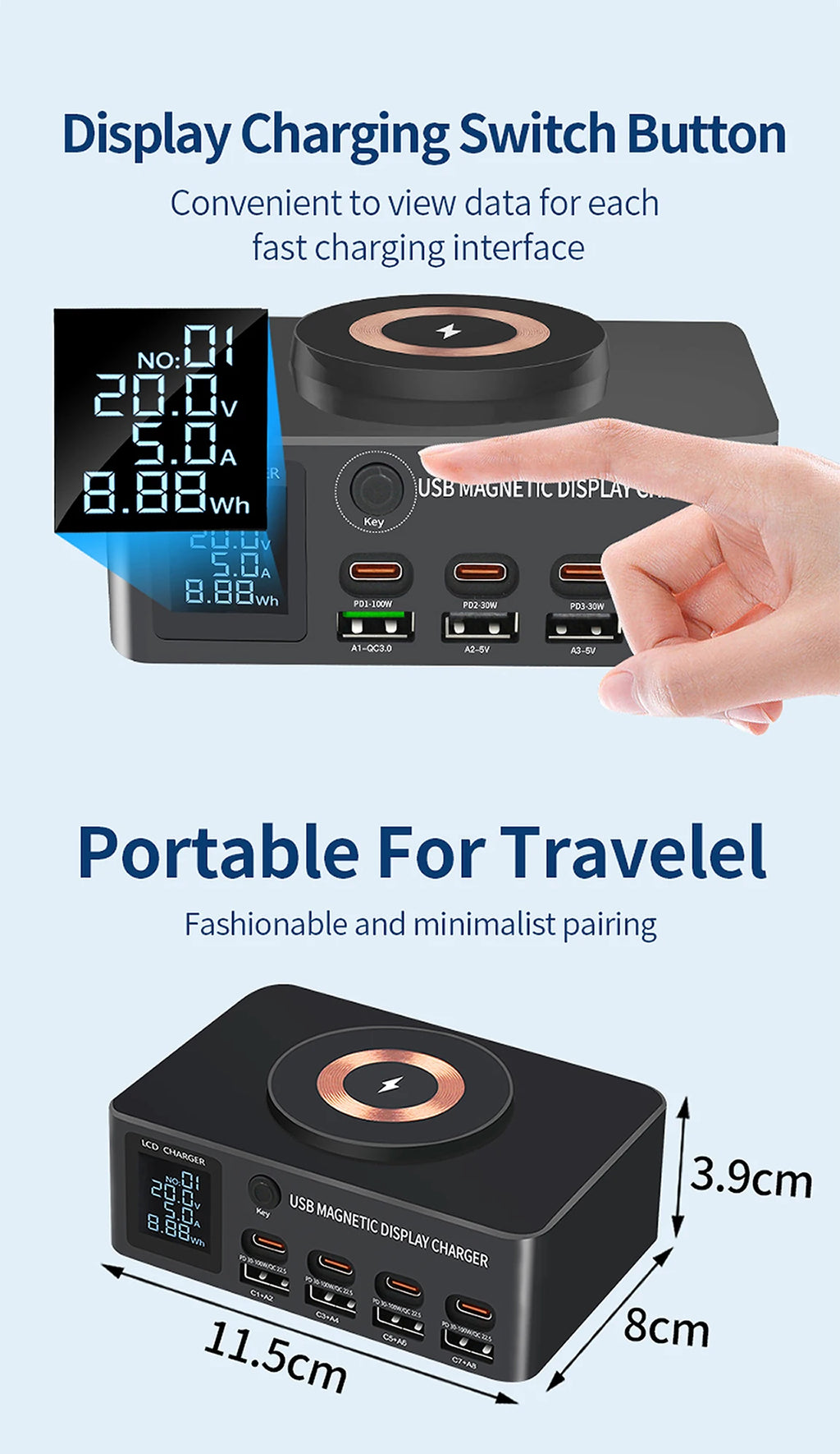 220W GaN USB-C Fast Charger Station for Multi-Device Charging Tidesmit