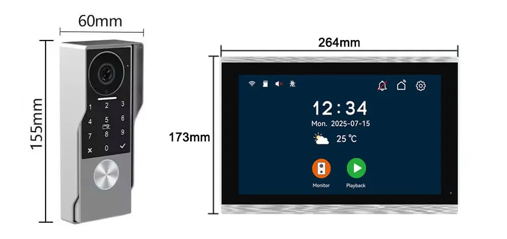 2Wire Tuya Smart Video Intercom Doorbell 5G WiFi 7/10inch Touch Screen 1080P Metal Outdoor Camera Doorphone Password 5in1 Unlock