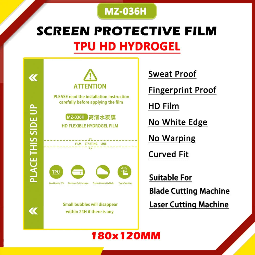 50PCS TPU Flexible Hydrogel Film Straight Curved Screen Protector Cutting Machine Universal Mobile Phone Screen Protective Film