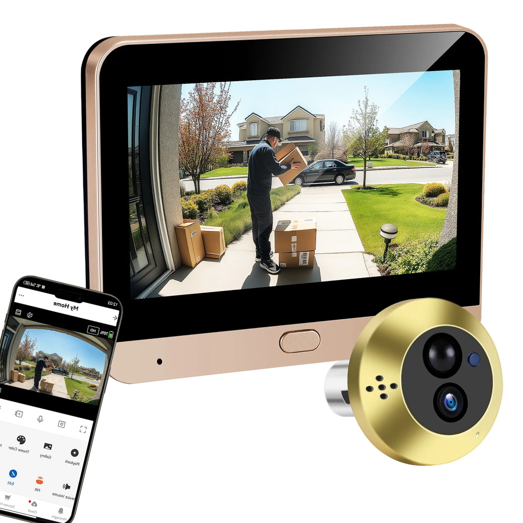 Tuya Smart 3MP Wireless 2.4G Wifi Digital Door Peepholes Two Way Audio Door Phone 140° Wide Angle Video Battery Door Camera