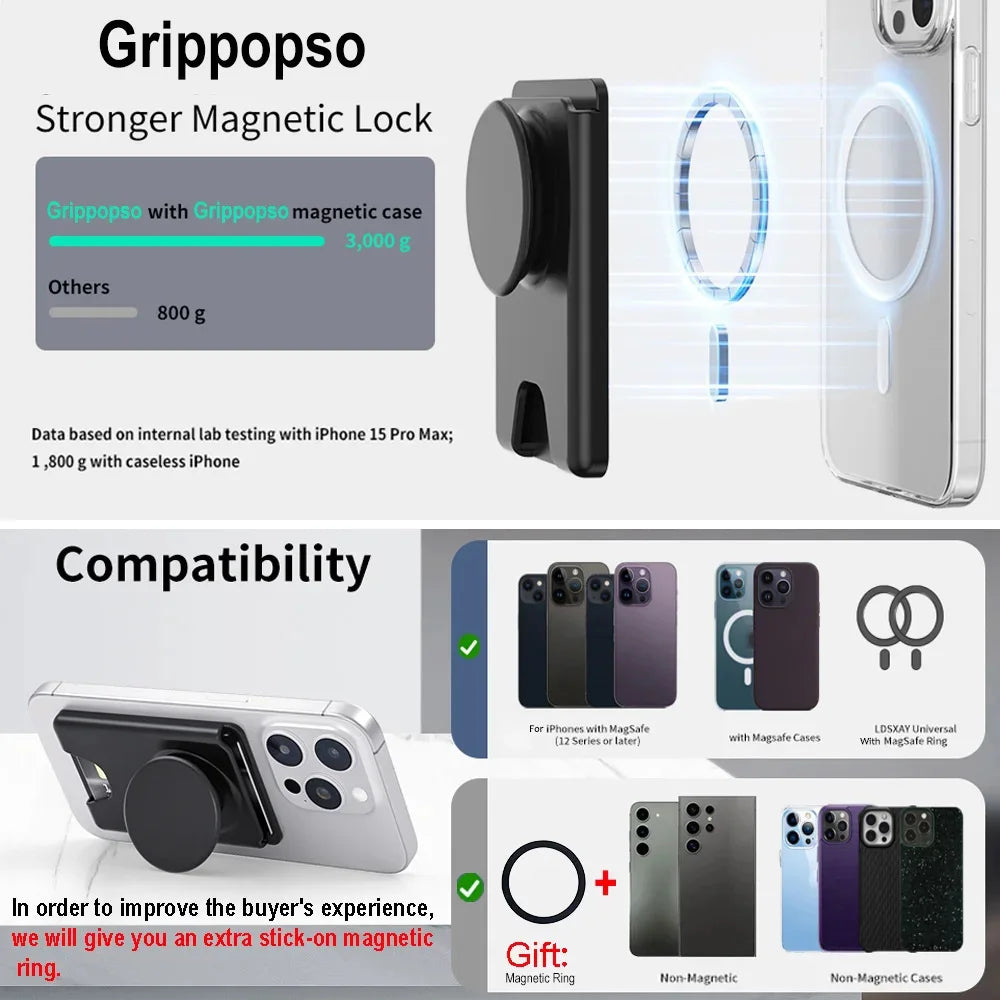 Magnetic Phone Wallet Case with Grip - Slim Shock-Absorbing Cover Tidesmit