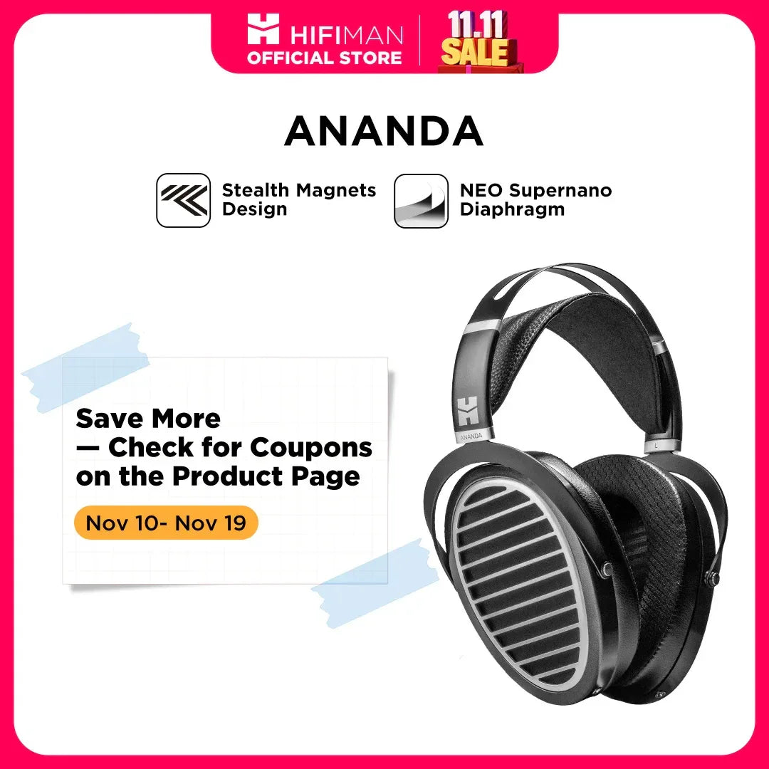 HIFIMAN Ananda Stealth Magnet Open-Back Over-Ear Full-Size Planar Magnetic Hi-Fi Headphones black Tidesmit