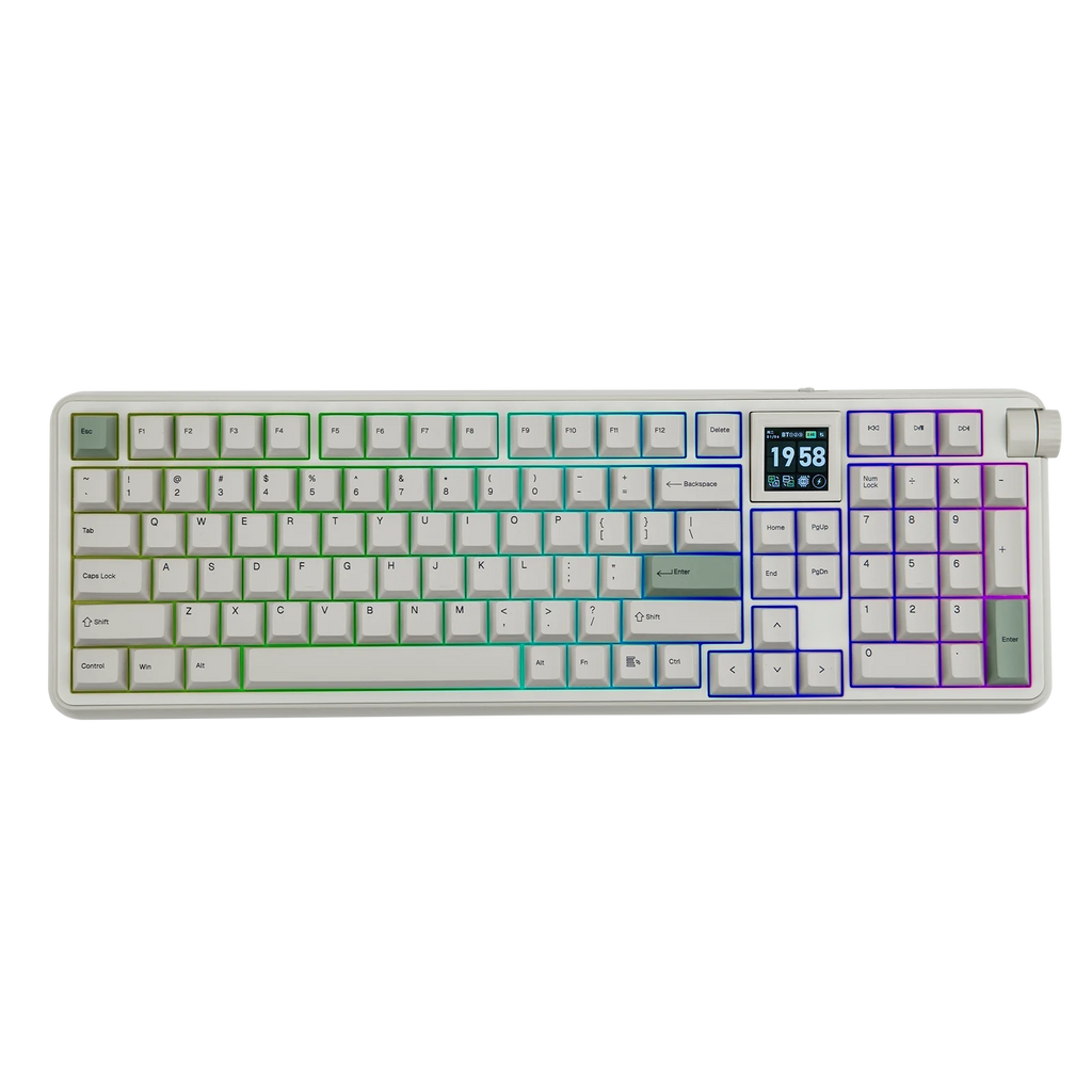 EPOMAKER RT100 PRO Full Sized ANSI US Layout Tri-mode Wireless Mechanical Gaming Keyboard with 5000mAh Battery & RGB Backlight