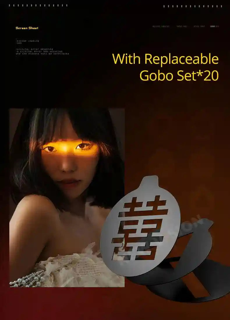 Round metal gobo stencil with a cutout design used to project patterns onto subjects for creative lighting photography.