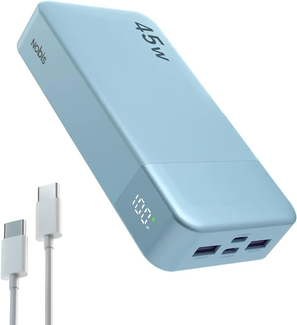20000mAh Portable Charger - 45W USB-C Fast Charging Power Bank Blue 20000mah Tidesmit