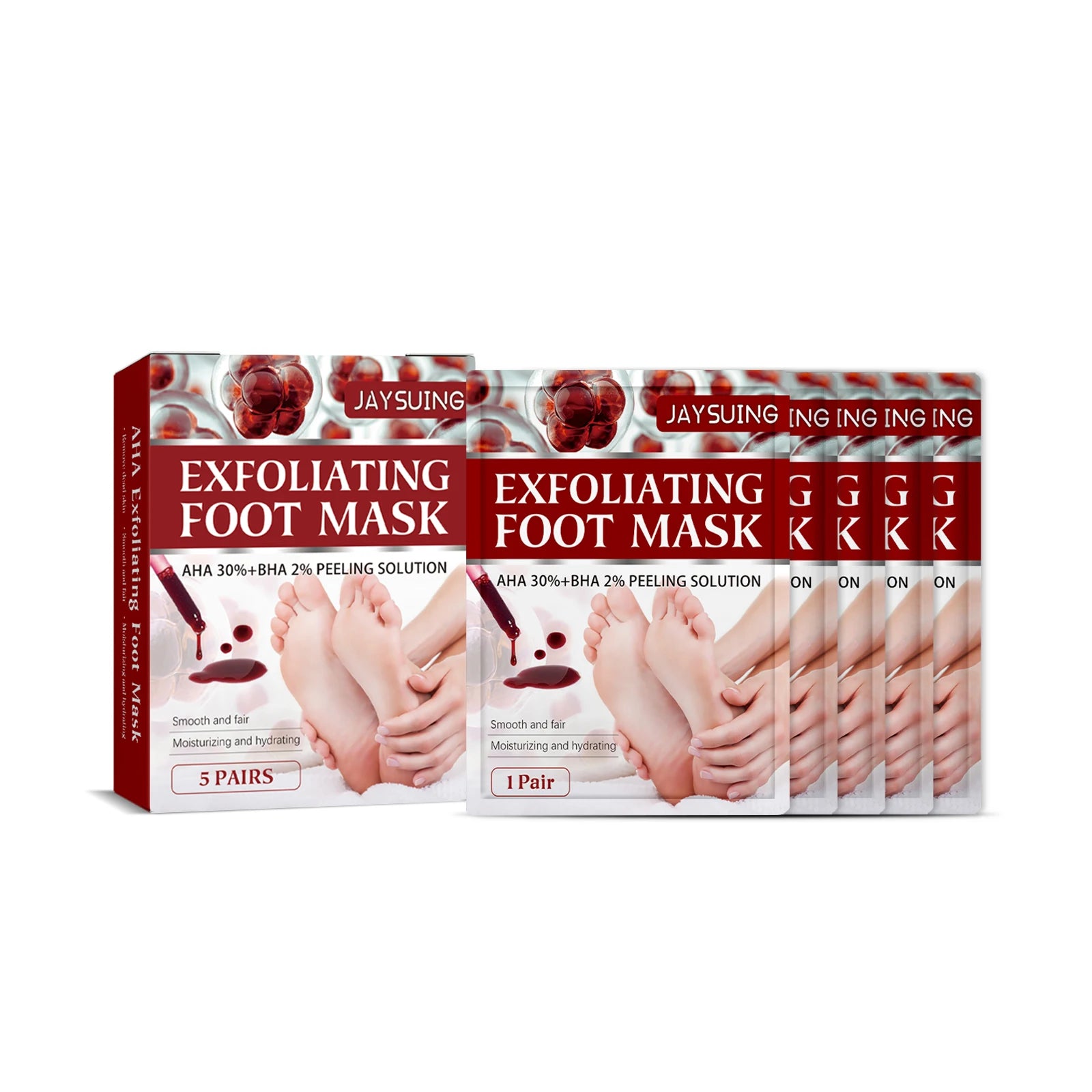 Exfoliating Foot Peel Mask - Apple Extract Callus Remover (5-15 Pack) Scrubs Treatments 1BOX(5PCS) Tidesmit