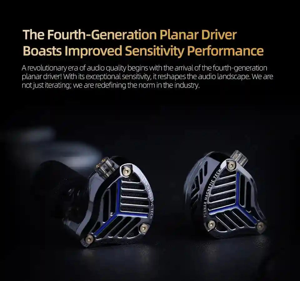 Planar Magnetic HiFi Monitor Earphones with Silver Cable by Tidesmit Tidesmit