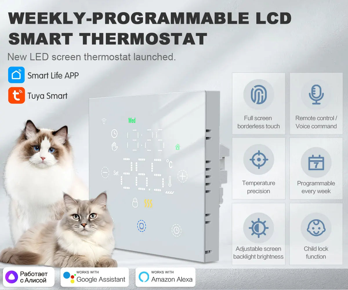 Smart Thermostat Tuya WiFi for Water/Electric Floor Heating Gas Boiler Remote Temperature Controller Alexa Google Yandex Voice