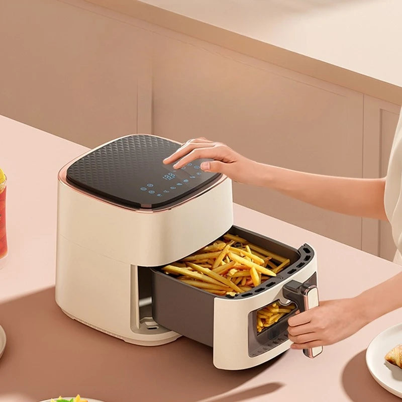220V Air Fryer Household New Intelligent Large Capacity Visual Non Flip Oil Free Multifunctional Electric Oven Machine