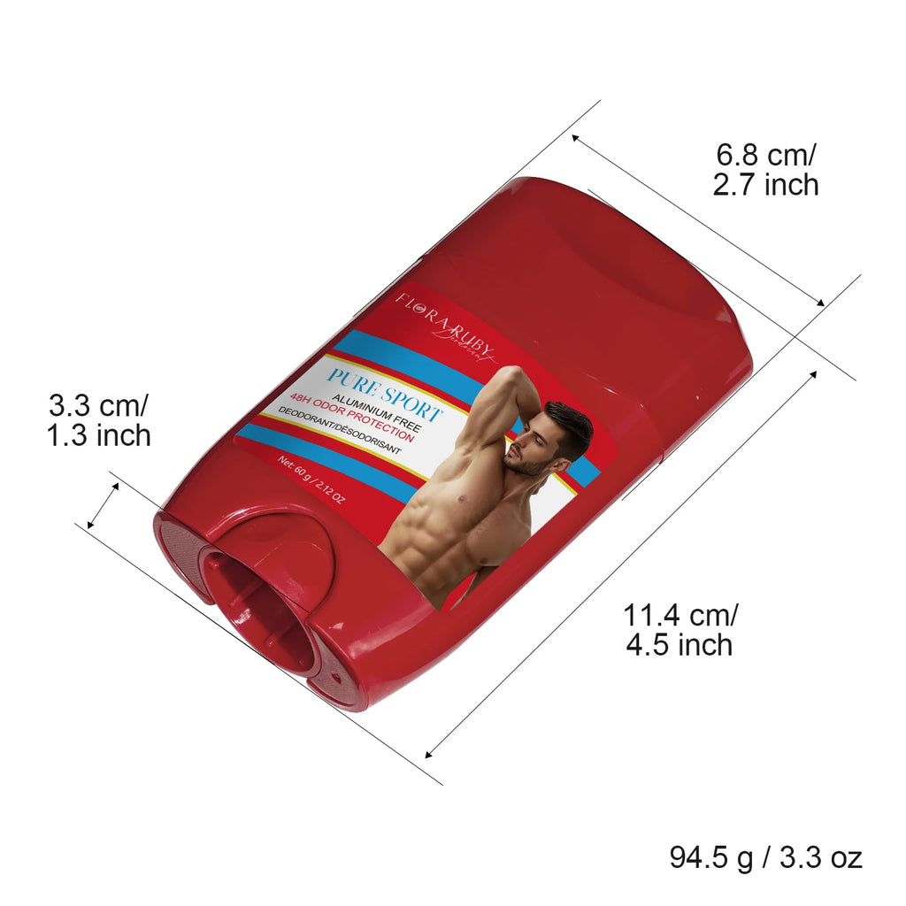 Tidesmit Aluminum Free Deodorant for Men with 48H sweat defense and refreshing Pure Sport scent for long-lasting odor.