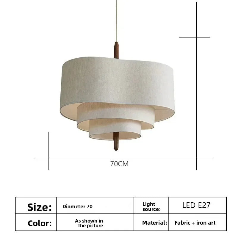 Wabi Sabi Fabric LED Pendant Light 58cm - Adjustable Ambient Lighting 70CM Tidesmit