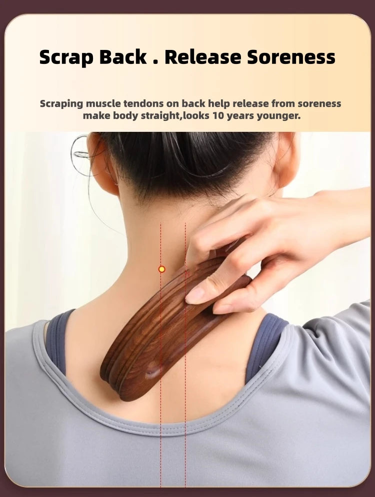 Gua Sha Wood Massage Tool for Lymphatic Drainage and Stress Relief Relaxation Treatment Tidesmit