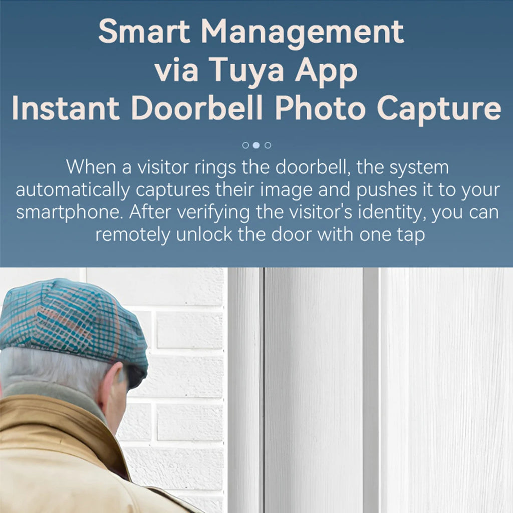 Keypad Door Lock With Handle Fingerprint Door Lock Smart Doorbell Cat eye Peephole Camera Tuya Wifi App Door Locks For Bedrooms