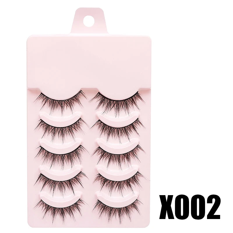 Anime Manga False Eyelashes - Natural Wispy Faux Lashes - 5 Pairs Set False Eyelashes X002 Tidesmit