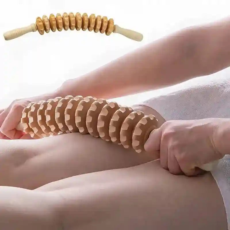 Fascia Massager Roller – Wood Grooved Manual Deep Tissue Tool Back Massage Instrument Tidesmit