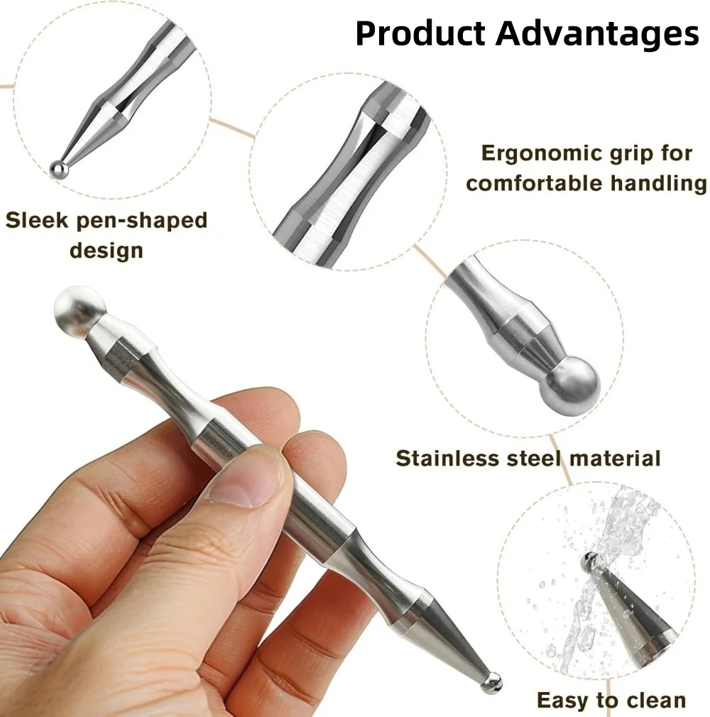 Acupuncture Pen - Stainless Steel Dual Head Massage Device Relaxation Treatment Tidesmit